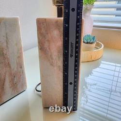 Vintage 1950's Pair of Vermarco Vermont Marble Lamps Variegated Pink White Gray