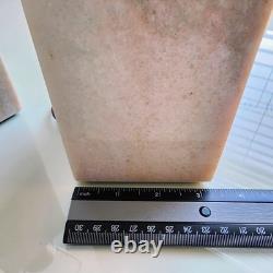 Vintage 1950's Pair of Vermarco Vermont Marble Lamps Variegated Pink White Gray