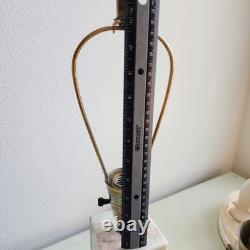 Vintage 1950's Pair of Vermarco Vermont Marble Lamps Variegated Pink White Gray