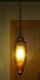 Vintage 1950s 60s Era Mcm Electric Hanging Swag Lamp With Amber Glass Shade
