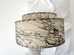 Vintage 1950s FIBERGLASS Two Tier DRUM Atomic LAMP SHADE Spaghetti MCM 12x6.5