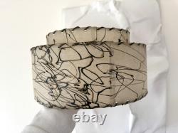 Vintage 1950s FIBERGLASS Two Tier DRUM Atomic LAMP SHADE Spaghetti MCM 12x6.5