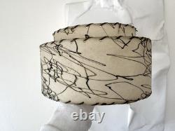 Vintage 1950s FIBERGLASS Two Tier DRUM Atomic LAMP SHADE Spaghetti MCM 12x6.5
