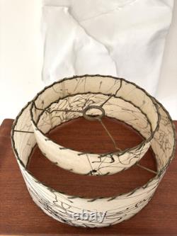 Vintage 1950s FIBERGLASS Two Tier DRUM Atomic LAMP SHADE Spaghetti MCM 12x6.5
