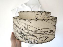Vintage 1950s FIBERGLASS Two Tier DRUM Atomic LAMP SHADE Spaghetti MCM 12x6.5