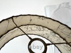 Vintage 1950s FIBERGLASS Two Tier DRUM Atomic LAMP SHADE Spaghetti MCM 12x6.5