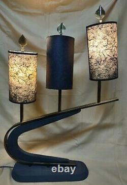 Vintage 1950s Majestic Luxcraft Three Shade Table Lamp MCM Mid Century Modern