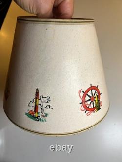 Vintage 1950s Nautical Clip-On Lampshade Ship Lighthouse Anchor Buoy Maritime