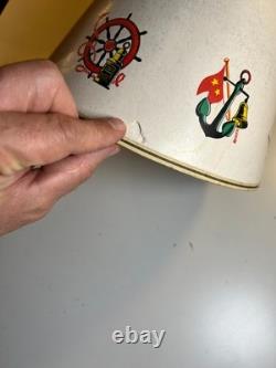 Vintage 1950s Nautical Clip-On Lampshade Ship Lighthouse Anchor Buoy Maritime