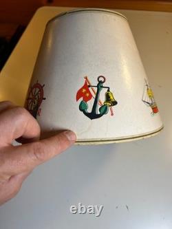 Vintage 1950s Nautical Clip-On Lampshade Ship Lighthouse Anchor Buoy Maritime
