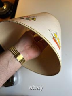 Vintage 1950s Nautical Clip-On Lampshade Ship Lighthouse Anchor Buoy Maritime