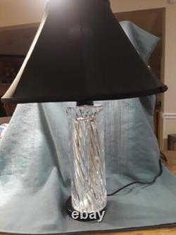 Vintage 1960-70's Olle Alberius Signed Orrefors Spiral Cut Crystal Lamp & shade