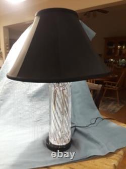 Vintage 1960-70's Olle Alberius Signed Orrefors Spiral Cut Crystal Lamp & shade