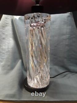 Vintage 1960-70's Olle Alberius Signed Orrefors Spiral Cut Crystal Lamp & shade