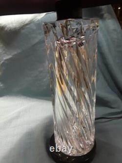 Vintage 1960-70's Olle Alberius Signed Orrefors Spiral Cut Crystal Lamp & shade