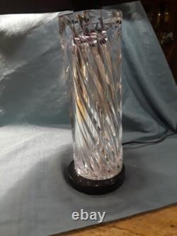 Vintage 1960-70's Olle Alberius Signed Orrefors Spiral Cut Crystal Lamp & shade
