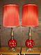 Vintage 1960's Ef & Ef Table Lamps With Original Shades, Harps, Finials, Beautiful