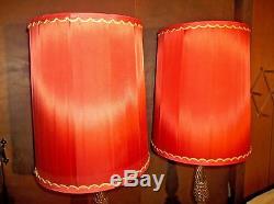 Vintage 1960's EF & EF table lamps with original shades, harps, finials, BEAUTIFUL