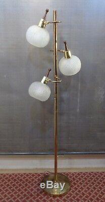 Vintage 1960's Mid Century Modern Floor Lamp Glass Orb Shades Retro Working