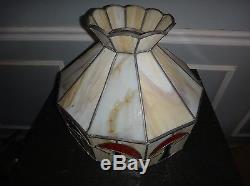 Vintage 1960's Slag Glass Mushroom Shade Chandelier Kitchen Light Mid Century