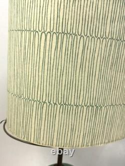 Vintage 1960s MCM Green Glazed Ceramic Lamps with Original Shades Set of 2