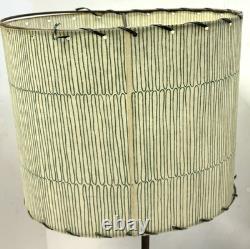 Vintage 1960s MCM Green Glazed Ceramic Lamps with Original Shades Set of 2