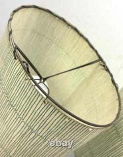 Vintage 1960s MCM Green Glazed Ceramic Lamps with Original Shades Set of 2