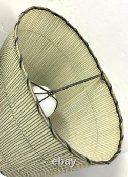 Vintage 1960s MCM Green Glazed Ceramic Lamps with Original Shades Set of 2