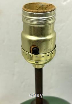 Vintage 1960s MCM Green Glazed Ceramic Lamps with Original Shades Set of 2