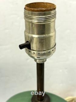 Vintage 1960s MCM Green Glazed Ceramic Lamps with Original Shades Set of 2