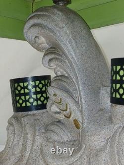 Vintage 1960s MCM Pittsburgh Statuary Co Koi Fish Metal Venetian Lamp Shade RARE