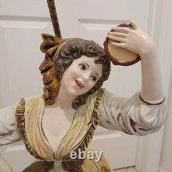 Vintage 1966 Azzolin Italian Hand Painted Large Figural Lamp with Original Shade