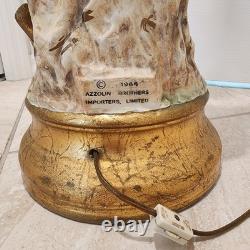 Vintage 1966 Azzolin Italian Hand Painted Large Figural Lamp with Original Shade