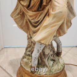 Vintage 1966 Azzolin Italian Hand Painted Large Figural Lamp with Original Shade