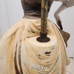 Vintage 1966 Azzolin Italian Hand Painted Large Figural Lamp with Original Shade