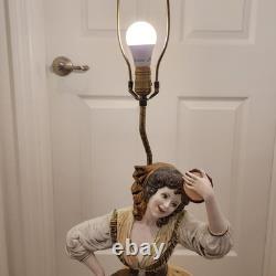 Vintage 1966 Azzolin Italian Hand Painted Large Figural Lamp with Original Shade