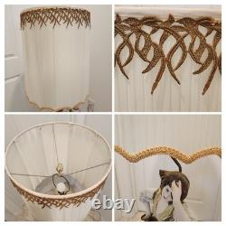 Vintage 1966 Azzolin Italian Hand Painted Large Figural Lamp with Original Shade