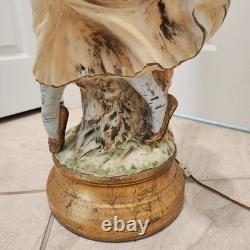 Vintage 1966 Azzolin Italian Hand Painted Large Figural Lamp with Original Shade