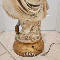 Vintage 1966 Azzolin Italian Hand Painted Large Figural Lamp with Original Shade