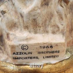 Vintage 1966 Azzolin Italian Hand Painted Large Figural Lamp with Original Shade