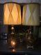 Vintage 1970's Pair Of Amber Glass Lamps With Nightlight Awesome Shades