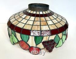Vintage 1970's TIFFANY STYLE Stained Glass Chandelier Lamp Shade Multi Colored