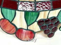 Vintage 1970's TIFFANY STYLE Stained Glass Chandelier Lamp Shade Multi Colored