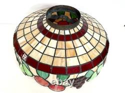 Vintage 1970's TIFFANY STYLE Stained Glass Chandelier Lamp Shade Multi Colored
