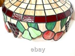 Vintage 1970's TIFFANY STYLE Stained Glass Chandelier Lamp Shade Multi Colored