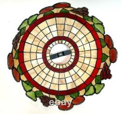Vintage 1970's TIFFANY STYLE Stained Glass Chandelier Lamp Shade Multi Colored