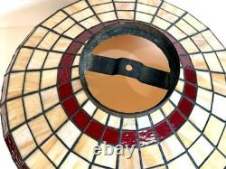 Vintage 1970's TIFFANY STYLE Stained Glass Chandelier Lamp Shade Multi Colored