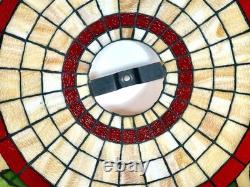 Vintage 1970's TIFFANY STYLE Stained Glass Chandelier Lamp Shade Multi Colored