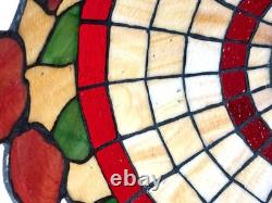 Vintage 1970's TIFFANY STYLE Stained Glass Chandelier Lamp Shade Multi Colored
