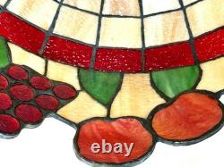 Vintage 1970's TIFFANY STYLE Stained Glass Chandelier Lamp Shade Multi Colored